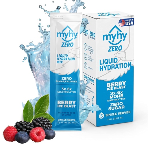 [BRSRMYD2BF5QMALU] MyHy Zero Liquid Hydration Packets, Sugar Free Electrolyte Drink Mix for Hydration Support, Defiration Relief for Travel, Бременност, Фитнес, Ергенско и бакалавърско парти  по случай 5 Count