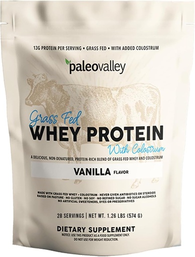 [BRSRMCQTBZ6BSDIV] Paleovalley 100% Colostrum, 13g Protein, Vanilla, Muscle Building, Immune Support, Gut Health