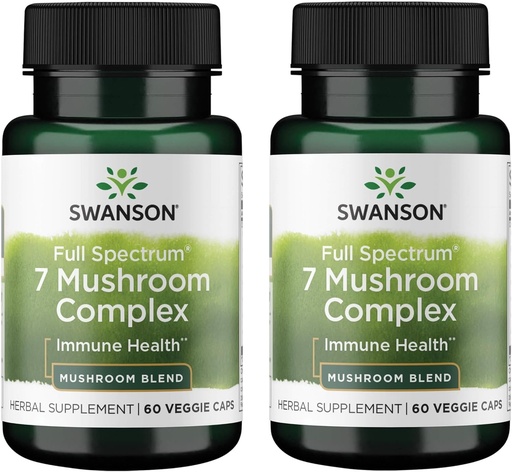 [BRSW2HAFAF7BU3AZ] Swanson Full Spectrum 7 Mushroom Complex 60 Veg Caps (2 Pack)