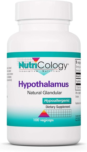 [BRSWKZALOBYQ2FDM] Nutricology Hypothalamus Supplement - Endocrine Support, Natural Glandular, 500mg Adrenal Support, Adrenal Pituitary, Adrenal Gland Function, Bovine, Lyophilized, Vegicaps - 100 Count