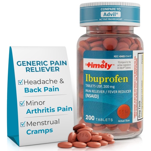 [BRSROFAZO4IRA3AU] TIME-Cap Labs 200 Tablets Ibuprofen 200mg Coated - Pain Reliever & Fever Reducer (NSAID) for Adults, Helps with Headache, Back Pain, Muscle Aches, Toothaches, Menstrual Cramps & Minor Arthritis Pain