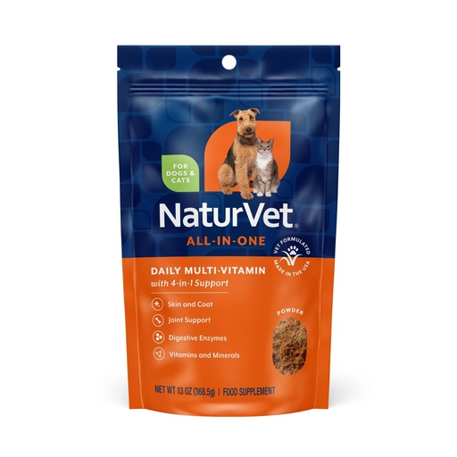 [BRSWIYIACUIAYYD2] NaturVet All-in-One Dog Supplement - for Joint Support, Digestion, Skin, Coat Care – Dog Multivitamins with Minerals, Omega-3, 6, 9 – Wheat-Free Vitamins for Dogs – 13-Ounce Powder