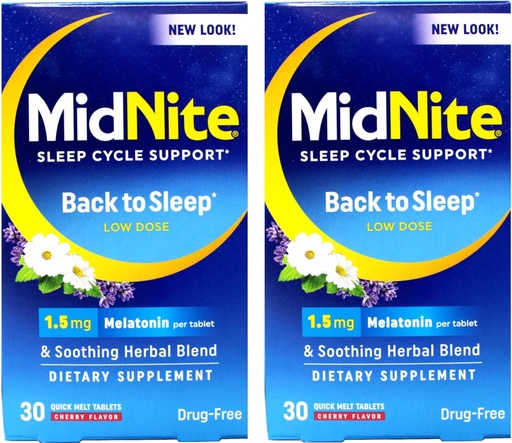 [BRSWIGD6DEHWEHYV] Midnite Sleep Aid for Occasional Sleeplessness, 30 Chewable Cherry Tablets (Value Pack of 2)