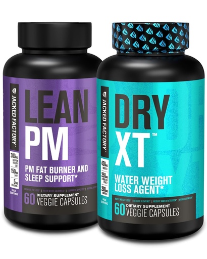 [BRSRAED7BYFAIC3K] Jacked Factory Lean PM Night Time Fat Burner, Sleep Aid Supplement, & Appetite Suppressant (60 Capsules) & Dry-XT Water Weight Loss Diurectic Pills (60 Capsules)