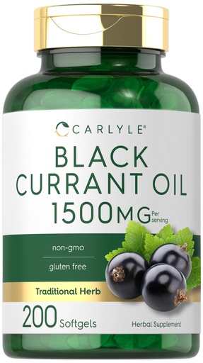 [BRSW22T2DMHBMGTX] Carlyle Black Currant Oil Softgels | 1500mg | 200 Count | Non-GMO and Gluten Free Formula | Black Currant Seed Oil