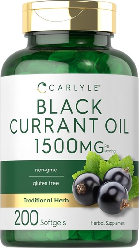 [BRSW22T2DMHBMGTX] Carlyle Black Sõstra Õli Softgels | 1500mg | 200 Count | Non-GMO ja gluteeni vaba valem | Black Sõstraseemneõli