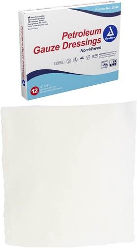 [BRSWECTRCQCAKFLL] Dynarex Sterile Petroleum Non Adhering Gauze Dressing for Wounds, 12 Count