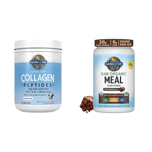 [BRSROEI2CUJRQE3B] Garden of Life Grass Fed Hydrolyzed Collagen Protein Supplements Peptides Powder, 19.75 Oz & Tasty Organic Chocolate Meal Replacement Shake Vegan 20g