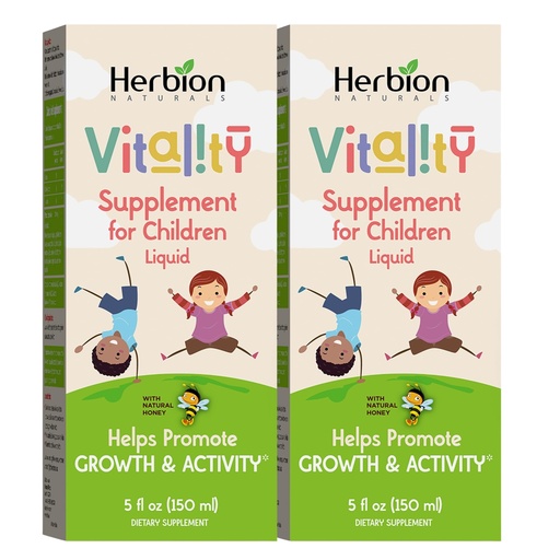 [BRSW2BIQC4OQI3AY] HERBION Naturals Vitality Supplement for Children, Promotes Growth and Appetite, Relieves Fatigue, Improves Mental & Physical Performance, for Kids 1 Year & Above, 5 Fl Oz (Pack of 2)