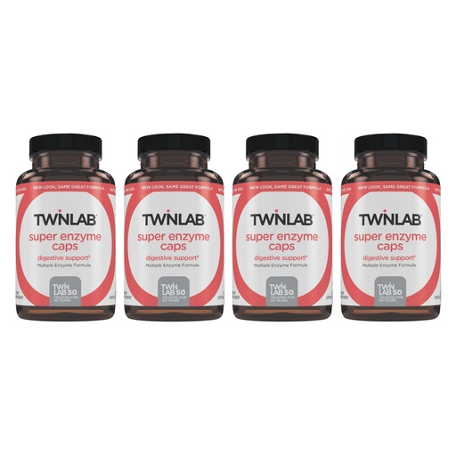 [BRSRMHTYCV5BYFIY] Twinlab Super Enzyme Caps - Constipation Supplement with Digestive Enzymes - 50 Capsules (Pack of 4)