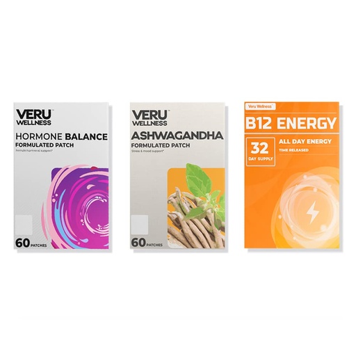 [BRSRMGD6B55GODQ3] Veru Wellness Hormonal Balance Patch for Women Compete Bundle - Myo-Inositol & D-Chiro, Ashwagandha, B12 Energy - PMS Relief, Mensural Support, Mood Stress and Energy (2 Month)