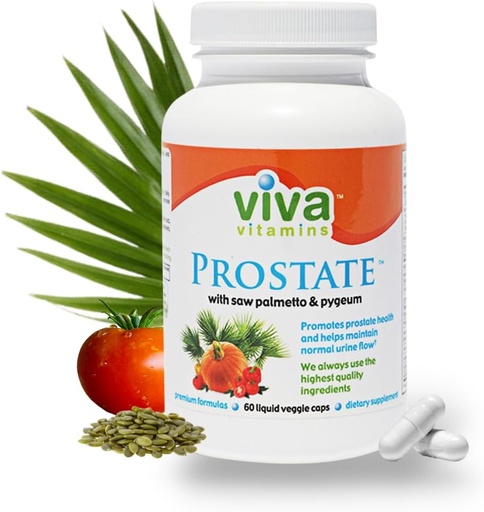 [BRSWKFQQBF6R2HL6] Viva Vitamins Prostate Health Supplements for Men - with Pygeum, Pumpkin Seed Oil, and Saw Palmetto for Men, Prostate Supplements for Men, Prostate Formula for Bladder Health, 60 Veggie Caps