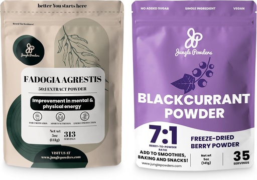 [BRSROCA3AF6Q2D3L] Jungle Powders Bundle for Men's Health " Vitality: 5oz Fadogia Agrestis Extract Powder - Pure Nigerian supplement + 5oz Black Currant Powder - Freeze-Dried Fruit for Tea, Juice, Smoothies, More!