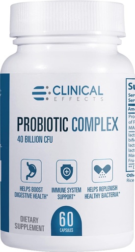 [BRSWYAYNCB5AGHQ4] Clinical Effects Probiootti Complex - Gut Health Probiootit naisille ja miehille - 6 avain Organic Probiootti kanta tukemaan digestiota ja yleistä terveyttä - 60 kasvisprobiootti Kapselit - Valmistettu Yhdysvalloissa