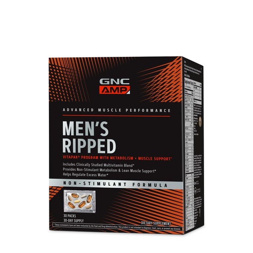 [BRSW2CY5BV7BM234] GNC Men's Ripped Clinically Studied Multivitamin Blend, Lean Muscle Support, Non-Stimulant Formula, 30 Servings