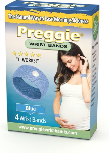 [BRSW2HYQOYFGMA32] Three Lollies Preggie Anti-Nausea Wristbands – Morning Sickness Relief –- Side Effect Free - 2 Count (4 Wristbands) - Blue