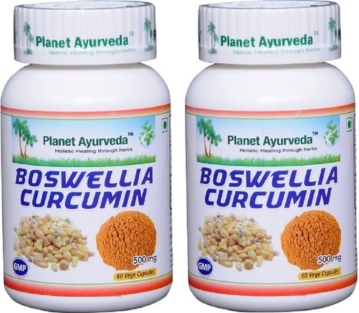 [BRSWIB34DIOA43TU] Planet Ayurveda Boswellia Curcumin, 500mg Veg Capsules - 2 Bottles