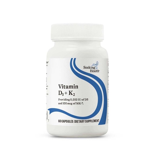 [BRSWIBLRAB7QKHTY] Seeking Health Vitamin D3 + K2 - Immune System & Bone Health Support with Vitamin D3 (Cholecalciferol) & Vitamin K2 (Menaquinone-7) - Vegetarian Vitamin D & K Supplement - 60 Capsules