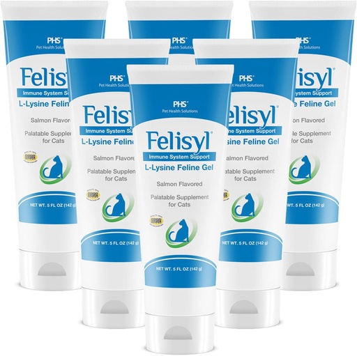 [BRSRMCQLBUBBOA36] L-Lysine Gel for Cats (5oz) – Supports Immune, Respiratory, and Eye Health. Eases Sneezing, Runny Nose, and Watery Eyes. Tasty Salmon Flavor - Made in The USA (6 Pack)