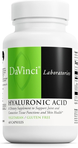 [BRSWIYIMOMIQKDYV] DaVinci Labs Hyaluronic Azidoa - Dieta osagarria Elkarlanari, Kartilajeari eta Azaleko Osasunari laguntzeko* - Azido hialuronikoa, Sunflower Lecithin eta Salvia Hispanica Powder - Gluten-Free - 60 Vegetarian Caps