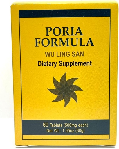 [BRSWECQPDMCWGDQ3] Fórmula Poria - Wu Ling San Herbal Supplement Ajuda a promover o sistema urinário e fortalece o baço 60 comprimidos 500mg/cada feito nos EUA