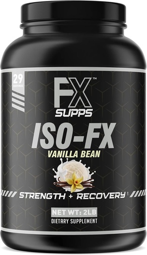 [BRSWGGI6PJ7QOYLA] FX SUPPS ISO-FX 100% Isolate אבקת חלבון Whey (Vanilla) אידיאלי post Workout Recovery תוספת עם מורכבות BCAA & EAA ל גברים ונשים, תומך התאוששות שרירים וצמיחה, 2.0 פאונד