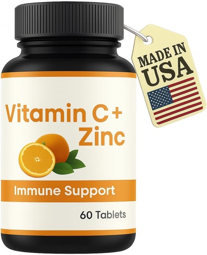 [BRSRA237C4MQMDTP] LLC Vitamin C Tablets 1000mg with Zinc – Immune Support Supplement for Adults – High Potency Antioxidant – Supports Skin Health & Cold Relief – Non-GMO, Gluten-Free – 60 Tablets