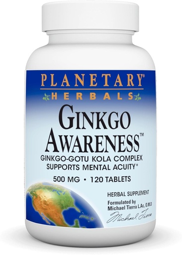 [BRSWIYTYCUPQA3DE] Planetary Herbals Ginkgo Awareness Tablets, 120 Count