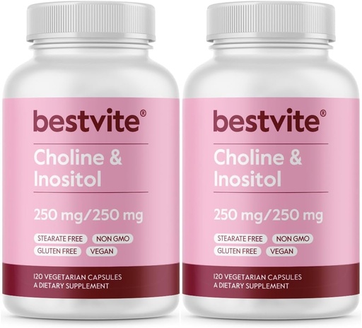[BRSWYZT3PIIWKCTG] L'INA VITE Choline Inositol 500mg (240 Vegetarian Capules) (120 x 2) - No Stareste - No hi ha fisi - No Fillers - Vegan - GMO - Gluen Free
