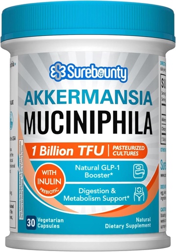 [BRSREYYQAQJRAH35] Akkermansia Probiotic GLP-1, 1 Billion TFU, Akkermansia Mucila amb Prebiotics Inulin Fiber, Gut Salut for Men i Dones, Vegan, No-GO, 30 Caps