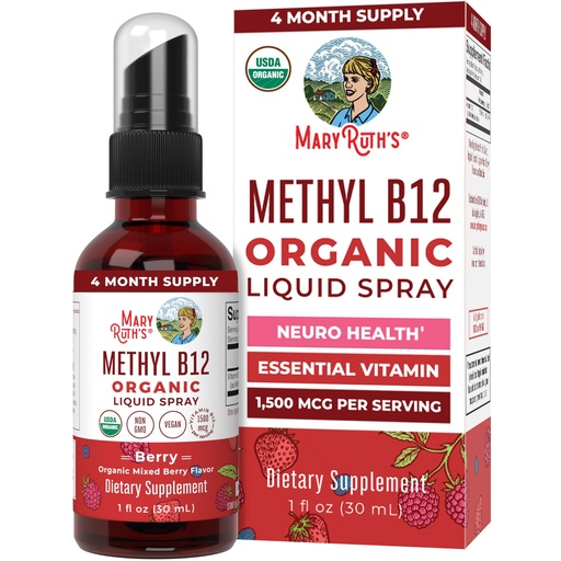 [BRSWG2T4AR4G2234] MARYRUTH'S Organic Methyl B12 Spray | 1,500 mcg B12 Per Serving | Methylcobalamin | Energy Metabolism | Cognitive Function | Neuro Health | Vegan | Gluten Free | Sugar Free | 1 Fl Oz