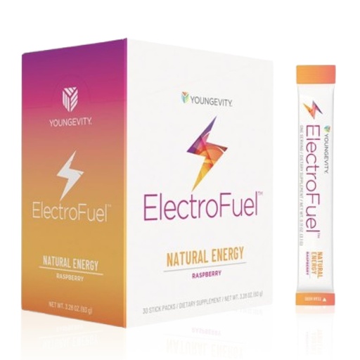 [BRSWECQKCAPRYA3O] Youngevity Official ElectroFuel Natural Energy Drink Mix - Raspberry Electrolyte Powder - Energy and Hydration - 30 Sticks