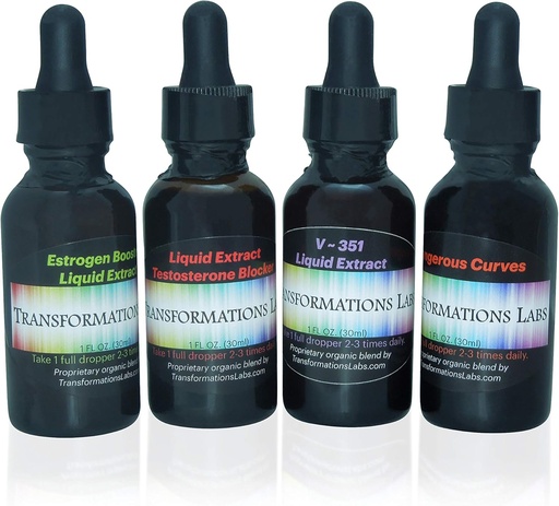 [BRSWYGIDBYIQY3DK] MTF E-Booster, T-Blocker, V -351 Advanced Feminizer & Dangerous Curves Synergist, MTF נוזל לחלץ 4 Pack Transitioning Transgender!