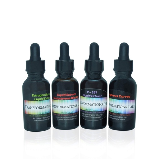 [BRSWYGIDBYIQY3DK] Transformations Labs - MTF E-Booster, T-Blocker, V~351 Advanced Feminizer & Dangerous Curves Synergist, MTF Liquid Extracts 4 Pack Transitioning Transgender Kit!!