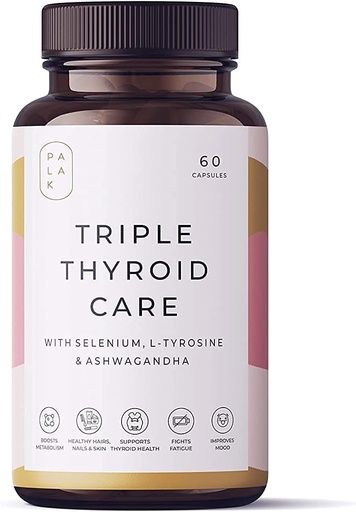 [BRSROFD3BABRYGTA] Palak Note Miduty Triple Thyro Care - Selenium, Sea Kelp, L-Tyrosine, Zinc, Ashwagandha, B1 (Pack of 60 Capsules)