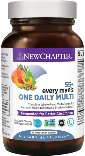 [BRSWGBQCBYNGA3LD] 남자를위한 새로운 장 Multivitamin 50 Plus - Fermented Probiotics + Whole Foods + Astaxanthin + Organic Non-GMO 성분이있는 모든 사람의 일일 55 + - 90 ct