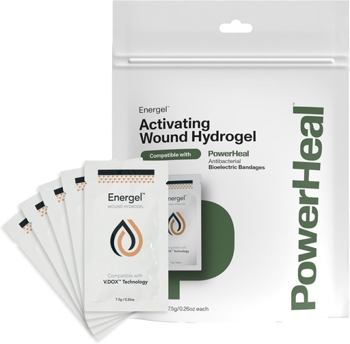 [BRSROBAFAR7RYCTG] PowerHeal Energel Hydrogel – Wound Gel to Cover Your Wound and Help Maintain & Provide Moisture for Cuts, Abrasions, Blisters, Burns, Scrapes, Surgical Incisions, Ulcers & More – 5-Pack, 0.26 Oz Each