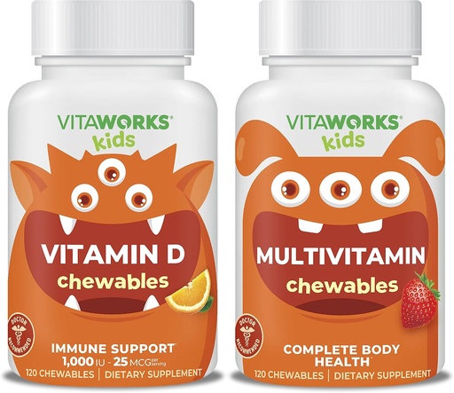[BRSROEL7CUHWY3L7] Crianças Vitamina D3 1000 UI Mastigáveis + Multivitamin Mastigáveis Bundle