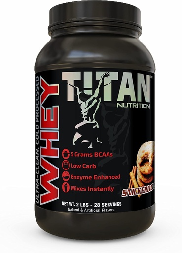[BRSWKFD6BAOBK3IV] Titan Whey Protein Powder - Premium, Fast-Absorbing Whey with 23g of Protein, BCAAs, & Digestive Enzymes Per Serving - Supports Lean Muscle Mass & Optimal Digestion - 2 Pounds, Snickerdoodle