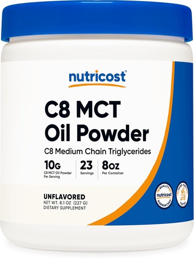 [BRSWGZL3CV4AGALU] Nutricost C8 MCT Oil Powder 23 Servings (8oz) - 95% C8 MCT Oil Powder