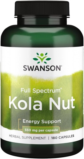 [BRSWIY36BR5AO3TY] Swanson kính lục phân toàn bộ Kola Nut năng lượng hỗ trợ 550 triệugrams 180 Capsules