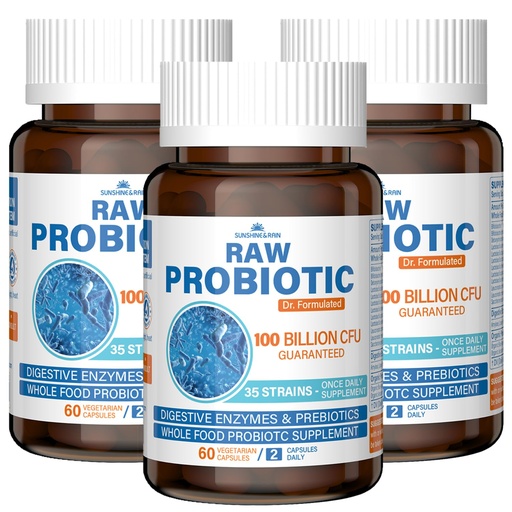 [BRSRAEDYDEIRE2DZ] Raw Probiotics for Women & Men - 100 Billion CFU, 35 Strains, Organic Prebiotics & Natural Digestive Enzymes for Digestive, Gut & Immune Health - Soy and Gluten Free, Non-GMO, 180 Vegan Capsules