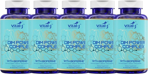 [BRSRA2TQAF7RQCTP] 4-in-1 DIM Potent Complex 300mg - 에스트로겐 균형과 대사, 에너지 및 폐경 지원 Bioperine (x4), 칼슘 및 브로콜리 추출물 - 여성과 남성 150 서빙