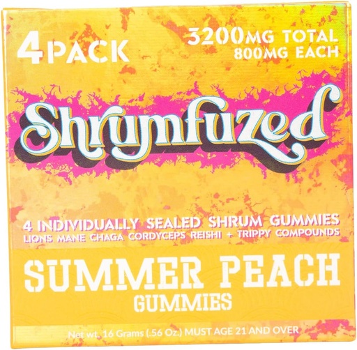 [BRSRAZARAUHQYCQV] Proprietary Nootropic Gummy 3200mg - Lion's Mane, Reishi, Chaga, and Cordycep Nootropic Tripee Mushroom Blend (4, Summer Peach)
