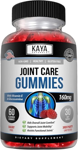 [BRSW2EL3BYPB63Q6] Kaya Naturals Mobility Care Gummies for Back, Knees & Hands - Flexibility Support - Glucosamine Gummies Best Immune Support for Women & Men - 60 Count