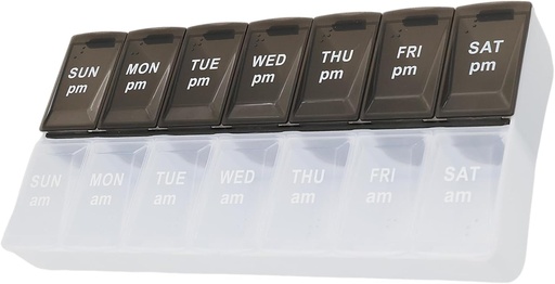 [BRSROGL5BEBWE23J] 7 Day Weekly AM PM Antolatzailea, ShysTech Large Pill Case Box for Pill for Pills/Vitamin/Supplements/Medication (Black/White)