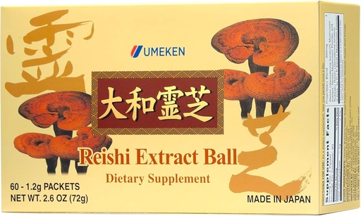 [BRSWIFD4A4BQ2GYV] Umeken Reishi Mushroom Extract Balls, Concentrated, Japanese Reishi Mushroom Supplement with Beta Glucan, Concentrated in Ball Format, 2 Month Supply, 60 Packets, Pack of 1