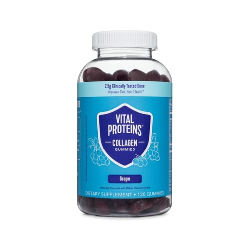 [BRSWYCYCBEIWY2Q7] Vital Proteins Collagen Gummies, 2.5g of Clinically-Tested Collagen for Hair, Skin, Nails & Wrinkles, 120 ct, 30-Day Supply, Grape Flavor