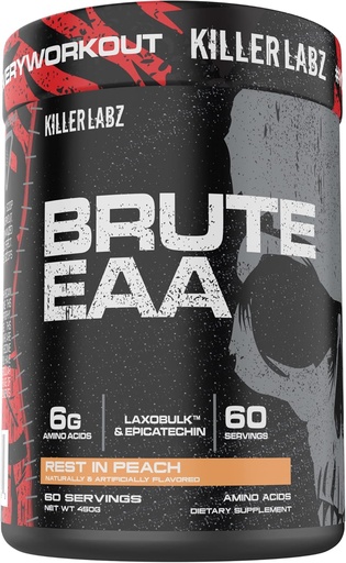 [BRSROYA3BEFQGGYU] KILLER LABZ Brute EAA Branched Chain & Essential Amino Acids | 6g of Aminos to Accelerate Recovery and Lean Mass Gains 60 Servings (Rest in Peach)