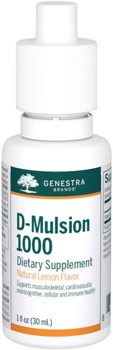 [BRSWGYY3C4JROCAY] Genestra Brands D-Mulsion 1000 - Liquid Vitamin D Supplement - Natural Lemon Flavor - 1 Fl Oz